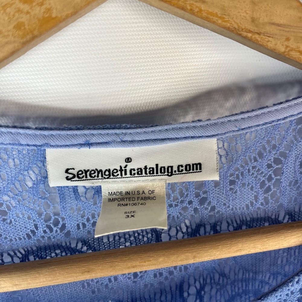 Serengeti Lace Cardigan Women 3X Blue Paisley Sheer Open Front 3/4 Sleeve - Picture 3 of 9